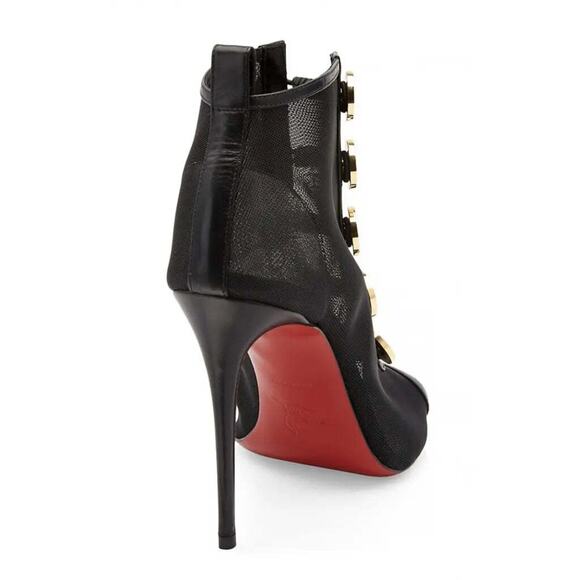 Christian Louboutin Marikate 100 Black Mesh Peep Toe Ankle Bootie Heel Pump 37 - Picture 10 of 12
